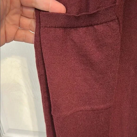 NINE WEST Size Medium Wine Burgundy Maroon Duster Cardigan Sweater Lightweight - Picture 4 of 9